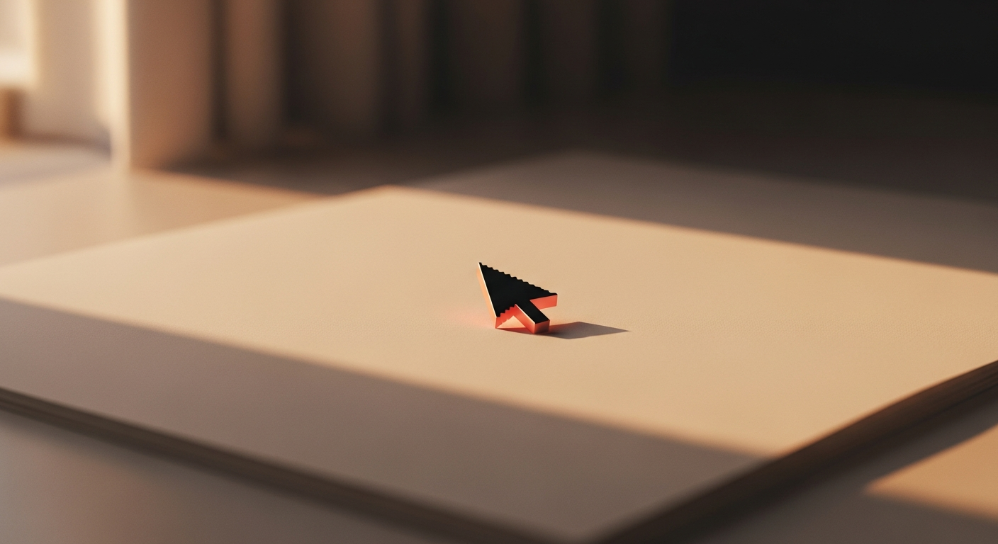 A single terminal cursor on a blank warm-paper page at first light.